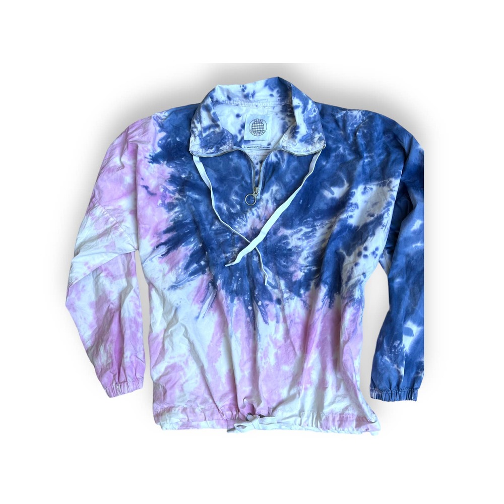 UO Cristal Anorak Tie Dye Cinched Drawstring Pullover Windbreaker - Picture 8 of 13
